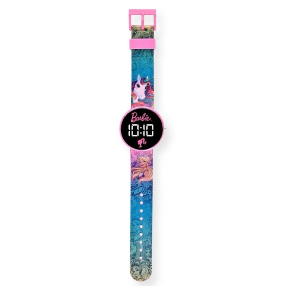 BarbieGirl's Children's LED Watch with Round Case and Printed Silicone Strap - Picture 4 of 5